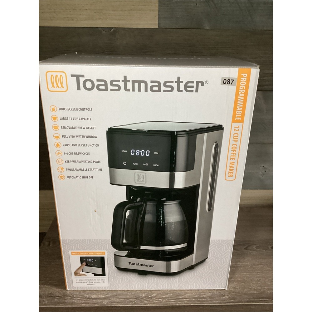 Toastmaster 12 Cup Programmable Coffee Maker Touchscreen Digital TM-132CMVN